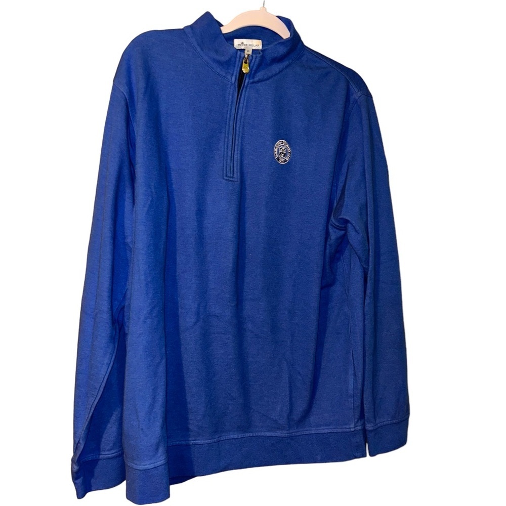 Peter Millar blue Farmington Country Club quarter zip pullover top shirt XL golf